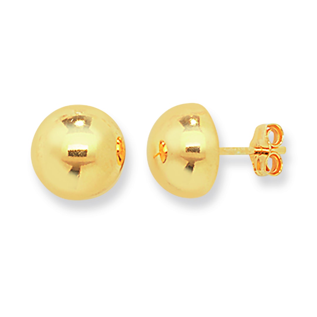 Aeon 9ct Gold Half Ball Stud Earrings With Gold Plating. 10mm10mm 925 Hypoallergenic Sterling