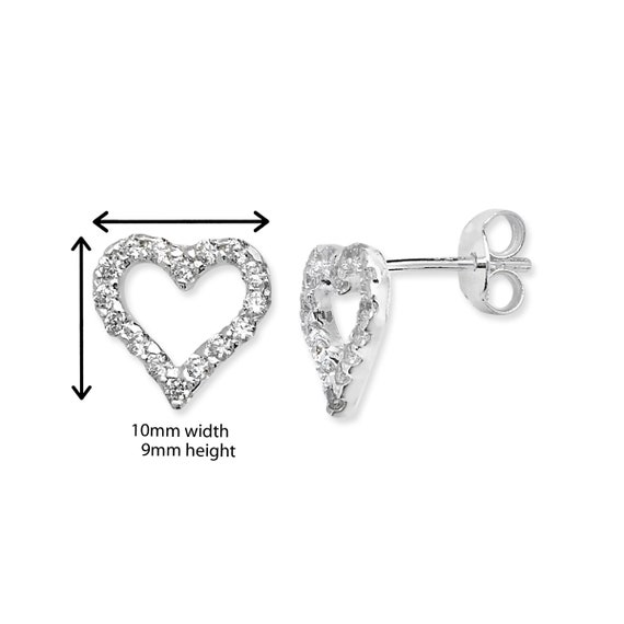 Orecchini A Cuore In Argento 925 Con Zirconi Trasparenti 4 Mm - NUOVI Con Scatola