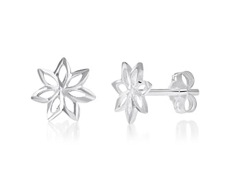 Aeon Real Sterling Silver Flower Stud Earrings
