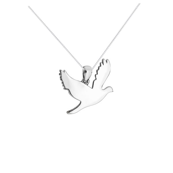 Aeon Sterling Silver Dove Pendant Necklace Chain - Hypoallergenic Sterling Silver Pendant - Breathtaking Design Memorable Jewellery - 15mm *