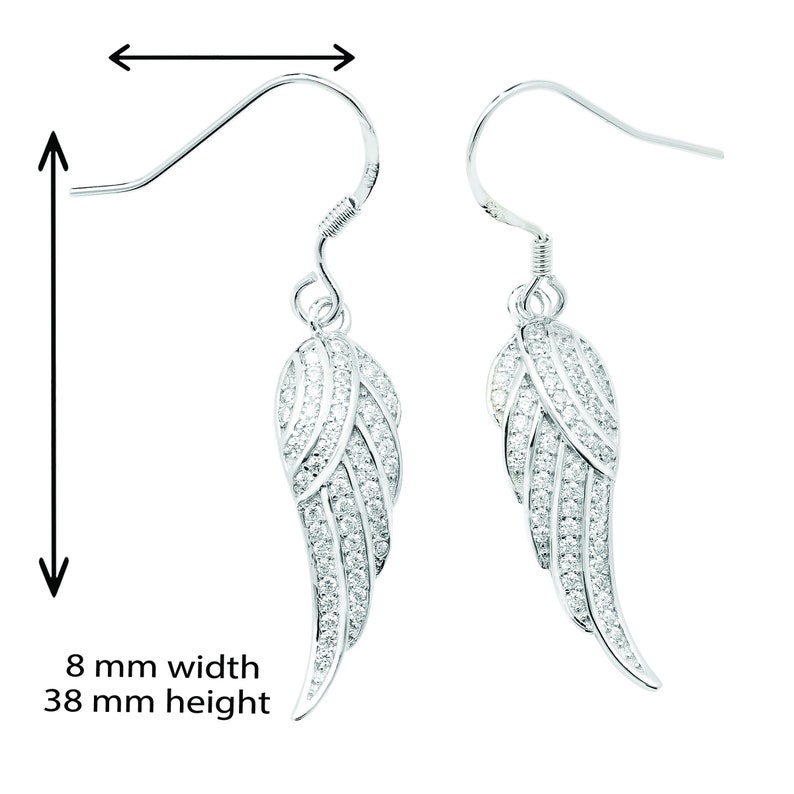 Aeon Sterling Silver Wing Earrings Set With White Cubic Etsy