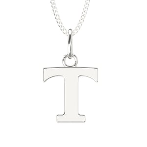 Colar com pingente de letra T em prata esterlina 925, alfabeto de A a Z. Todas as 26 iniciais, acompanha colar de prata ajustável de 40 a 45 cm.