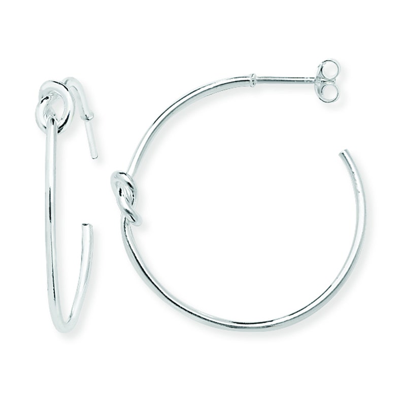 Hypoallergenic Sterling Silver for Ladies Aeon Sleeper Hoop Earrings with Knot Design for Women Ladies Girls C Silver Earrings for Women
