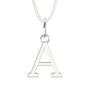 Collar con colgante de plata de ley 925 con la inicial A, alfabeto de la A a la Z. Incluye 26 iniciales. Incluye collar de plata ajustable de 40 a 45 cm.