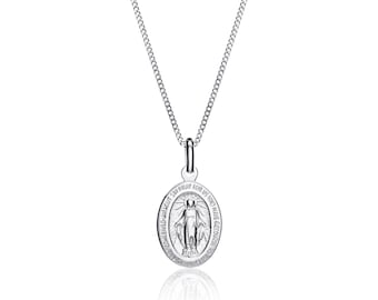 Aeon Collana in argento Sterling 925 con ciondolo a forma di San Cristoforo, double face, protezione da viaggio, catena regolabile da 18 mm, Mutiple Sizes, Argento sterling, Nessuna pietra preziosa