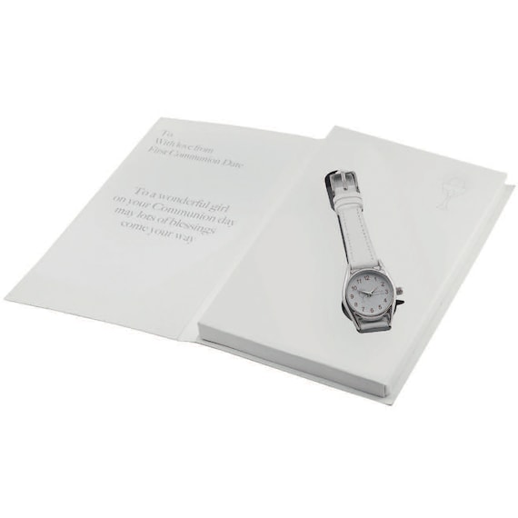 Aeon Girls Prima Comunione Orologio Bianco per Bambini Set Regalo