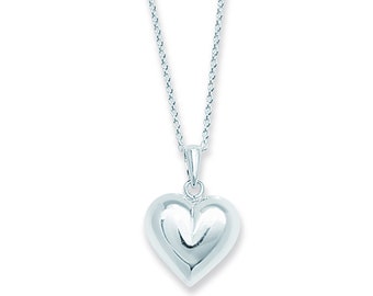 Aeon Real Sterling Silver Heart Necklace. 20mm * 14mm 18