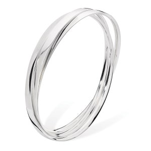 Aeon Sterling Silver Treble Style Bangle - Durable Sparkling Jewellery - Triple Intertwined Bangle Hypoallergenic Gift for Birthday & Annive