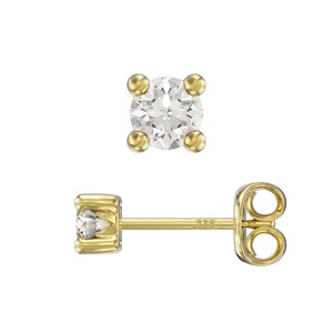 Aeon 9ct Gold Square Stud Earrings with White Cubic Zirconia - Hypoallergenic 9ct Gold for Ladies, 9ct Gold Earrings for Women and Girls