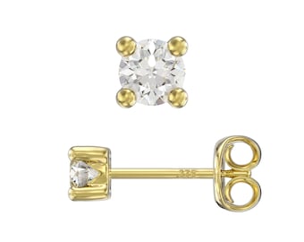 Aeon Orecchini A Perno In Oro 9 Carati – Tondi 5mm, Ipoallergenici, Con Panno Lucidante – Regalo Per Donna