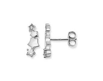 Aeon Real Sterling Silver Shooting Star Earrings with Cubic Zirconia