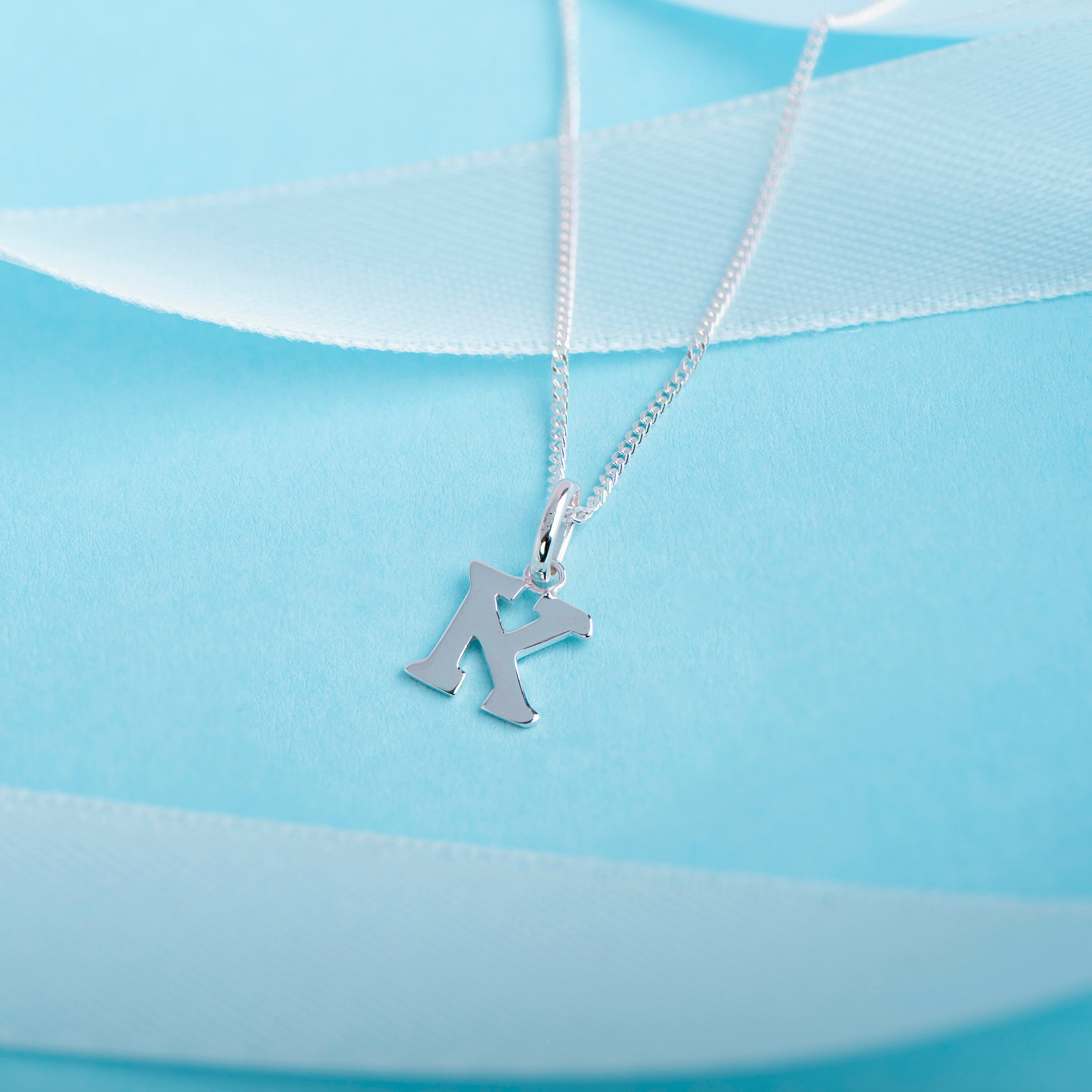 925 Sterling Silver K Initial Letter Necklace Pendant AZ Etsy