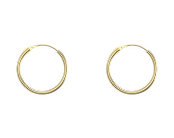 Aeon 9ct Gold Hoop Earrings.  12mm*12mm. Hypoallergenic  9ct Gold Sleeper Hoop Earrings For Women.