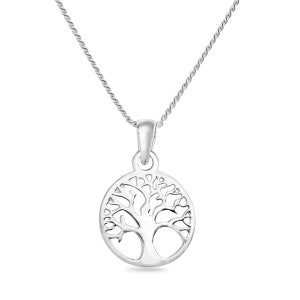 Echte sterlingzilveren levensboomhangerketting met verstelbare ketting van 16 tot 18 inch.