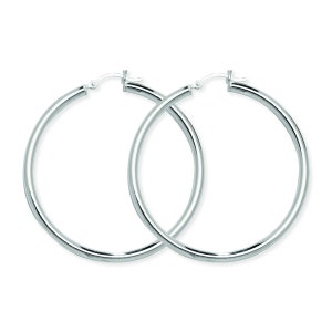 Aeon 50mm Sterling Silver Hoop Sleeper Earrings with Hinged Closure - Hypoallergenic Jewellery for Ladies, Silver Earrings for Women, Comfor
