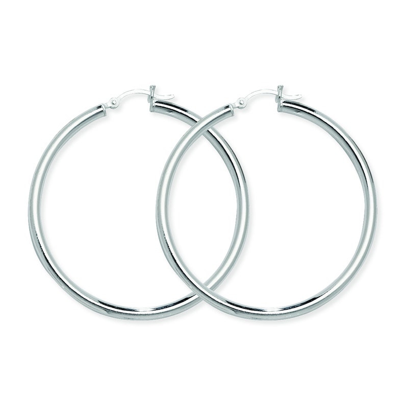Aeon 50mm Sterling Silver Hoop Sleeper Earrings With Hinged Etsy