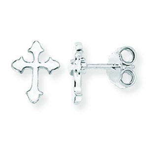 Aeon Real Sterling Silver Cross Stud Earrings. 7mm * 7mm 925 Hypoallergenic Silver Cross Stud Earrings for Women