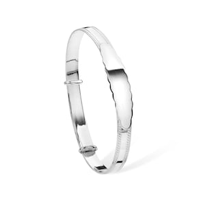 Bracelet jonc réglable en argent sterling pour enfants Aeon, idéal pour les filles ou les garçons. Convient pour la gravure.  Bracelet bébé/enfant en argent 925