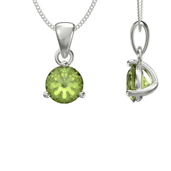 Girl Birthstone Pendant Charm with White and Green Cubic Zirconia, August Girl Birthstone Pendant Charm with White and Green Cubic Zirconia, August