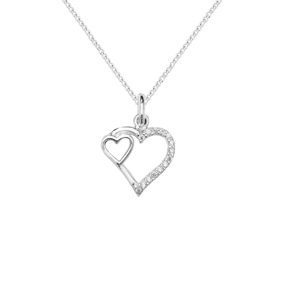 【CHUU 着用】Heart Kiss Pave Necklace(925 Silver, 2 COLOR) Large Heart Pave Necklace 925 Sterling Silver & Cubic