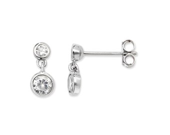 Aeon Real Sterling Silver Cubic Zirconia Drop Earring