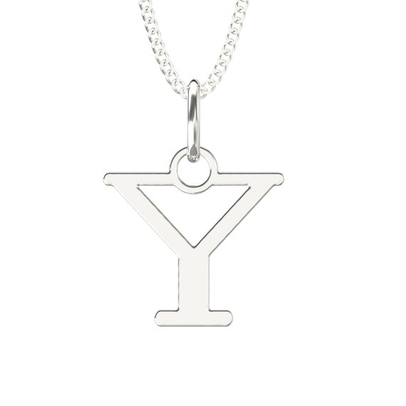 925 Sterling Silver Y Initial Letter Necklace Pendant A-Z 