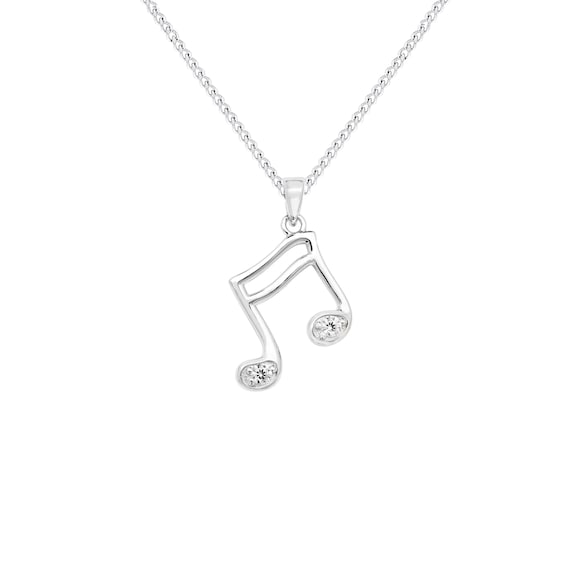 Aeon Sterling Silver Rhodium Plated Cubic Zirconia Musical Note Pendant Necklace Chain Hypoallergenic Sterling Silver Pendant Great Gift Etsy UK