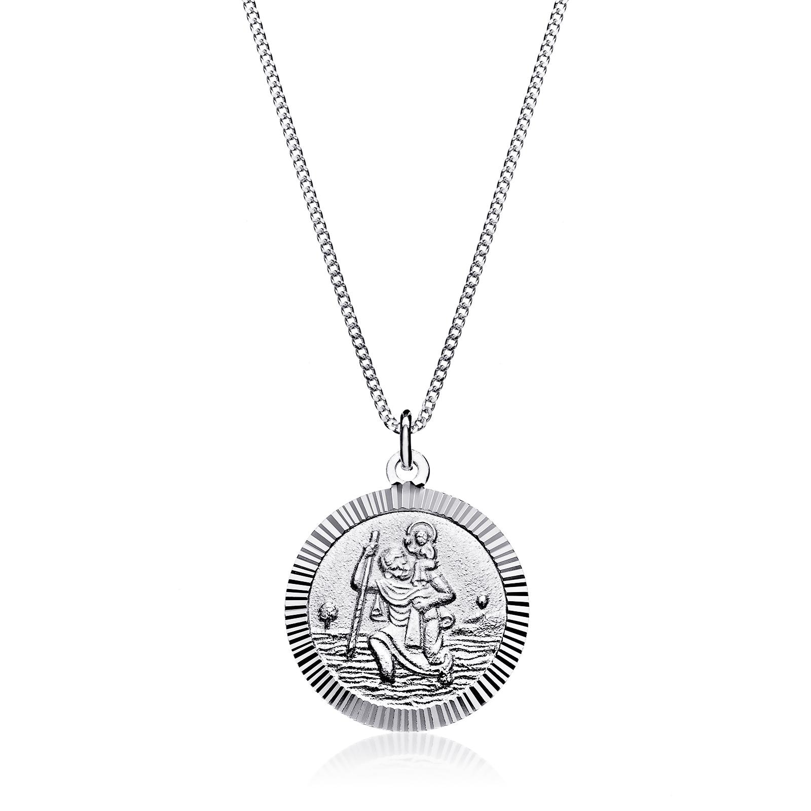 HUKKUN Collana a croce da uomo in argento 925, santo cristoforo, gioiello cattolico, regalo religioso per uomini, 22 Zoll (mit 2 Zoll Verlängerung = 61 cm), Argento sterling, Non pietra preziosa