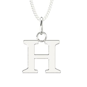 Collar con colgante de la letra H inicial en plata de ley 925, alfabeto de la A a la Z. Incluye 26 iniciales. Incluye collar de plata ajustable de 40 a 45 cm.