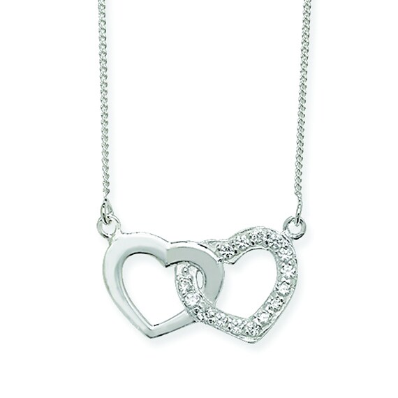 Sterling Silver Two Hearts CZ Necklace Sterling Silver Two Hearts CZ Necklace