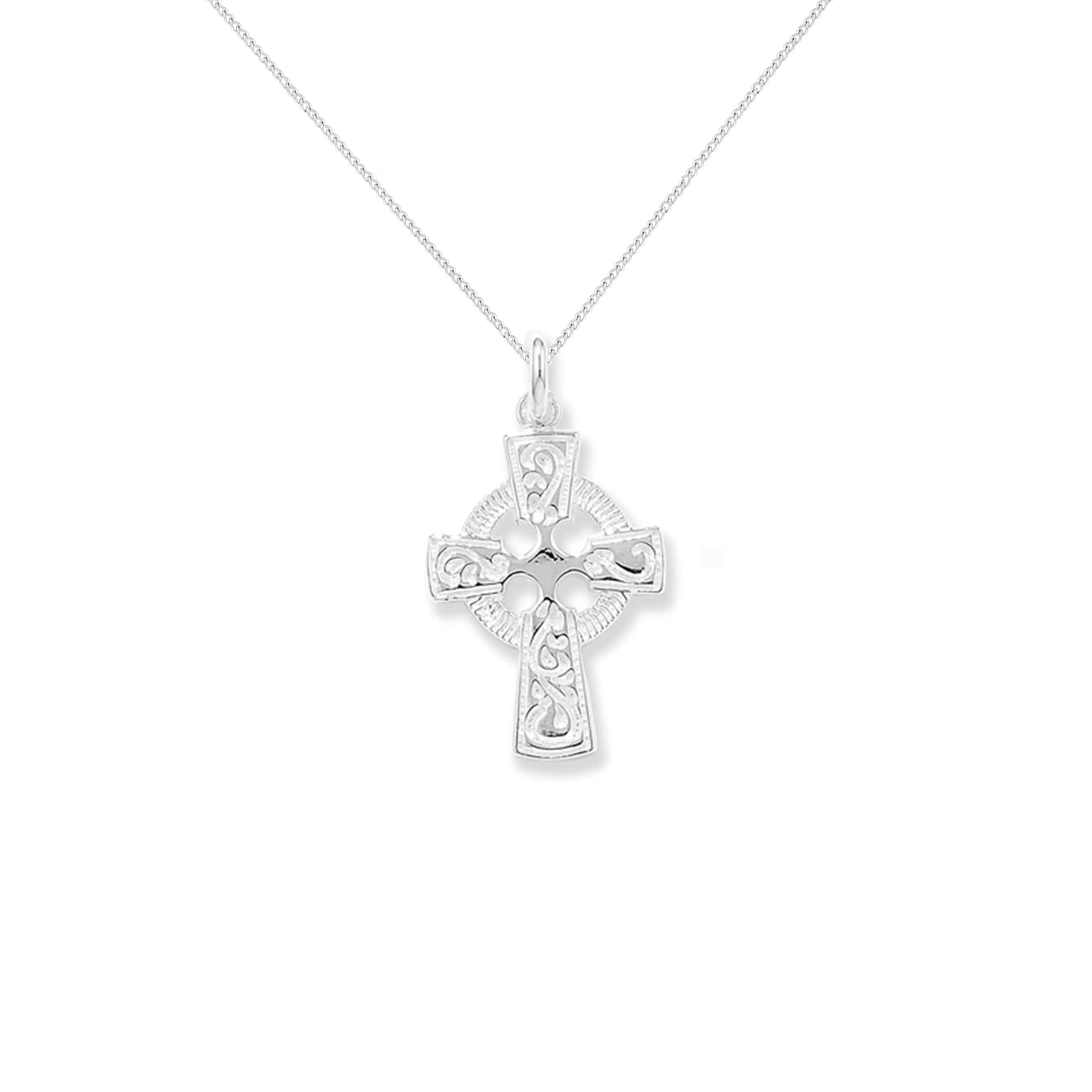 WithLoveSilver Solid 925 Sterling Silver Celtic Cross Pendant - 3.8 Grams, Includes Velvet Pouch