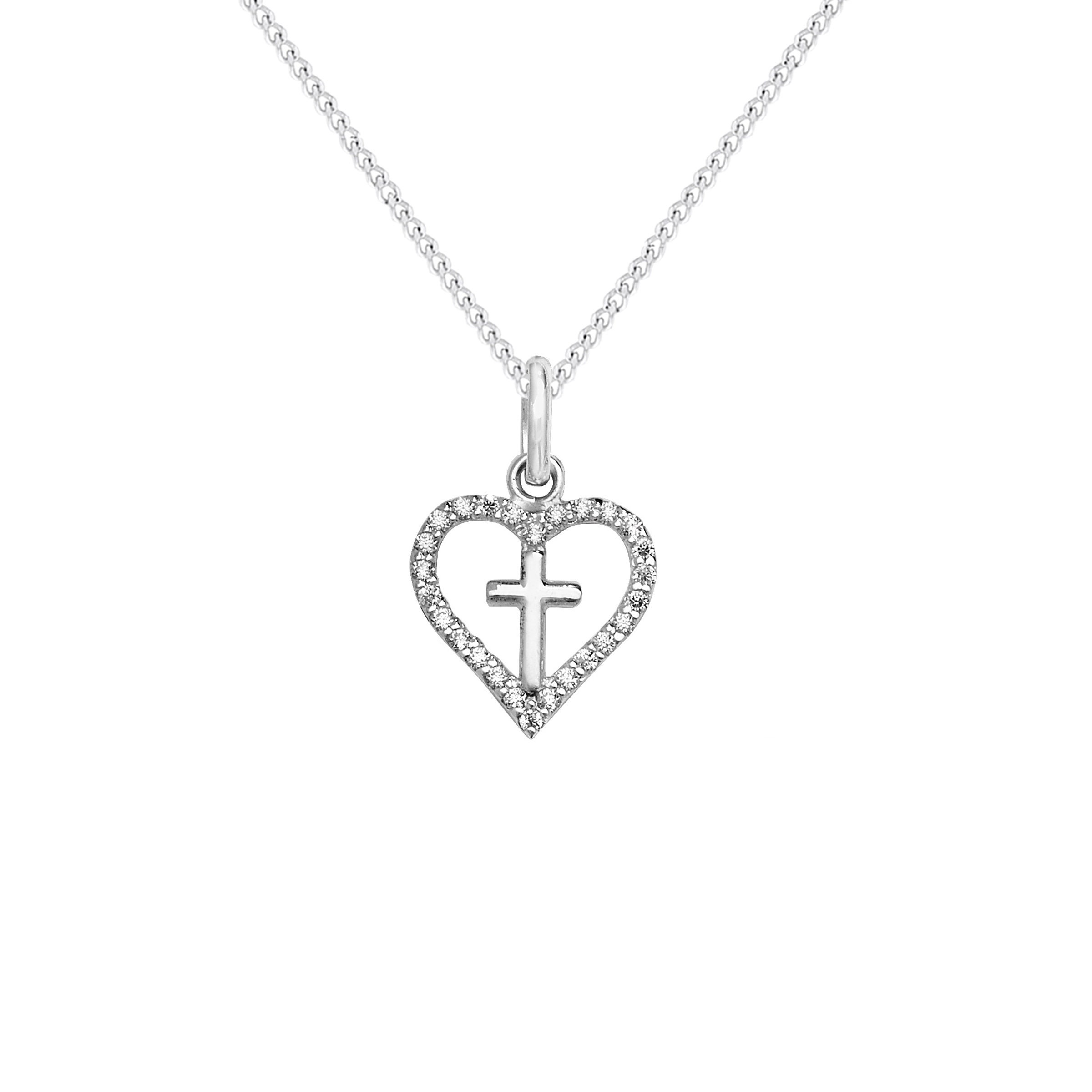 Aeon Sterling Silver Cubic Zirconia Set Heart With Cross Aeon Sterling Silver Cubic Zirconia Set Heart With Cross