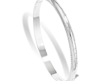 Aeon Sterling Silver Engraved Bangle - Anti Allergic Durable
