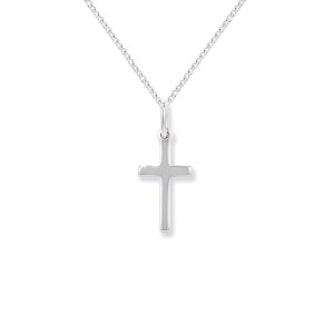 Aeon Sterling Silver Plain Cross Pendant Necklace Chain - Hypoallergenic Sterling Silver Pendant - Comfortable Elegant Style Durable Quality