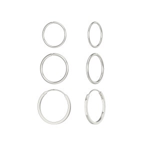 Aeon Set of Three 925 Sterling Silver Hoops.  10mm,12mm and 16mm