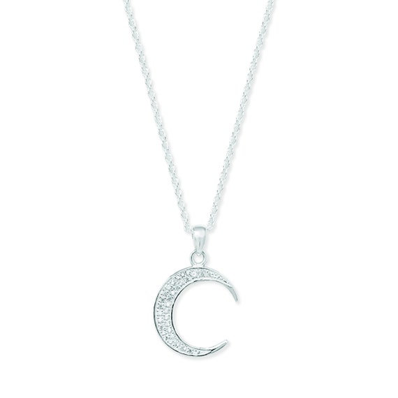 Amazon.com: LGU Sterling Silver Oxidized One Sided Crescent Moon Face with  Star Necklace (16 Inches) : Clothing, Shoes & Jewelry