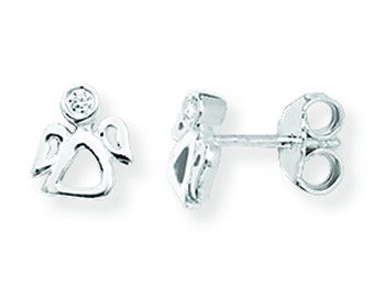 Aeon Real Sterling Silver and Cubic Zirconia Angel Stud Earrings. 5mm * 6mm 925 Hypoallergenic Silver Angel Stud Earrings for Women