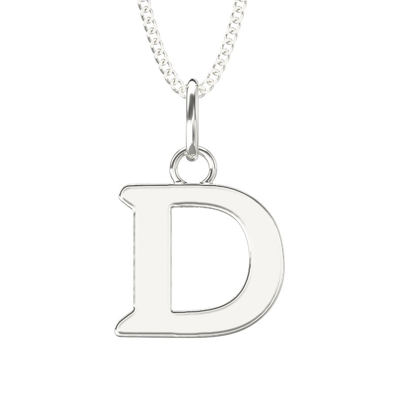 925 Sterling Silver D Initial Letter Necklace Pendant A-Z - Etsy UK