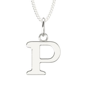Collar con colgante de plata de ley 925 con la inicial P, alfabeto de la A a la Z. Incluye 26 iniciales. Incluye collar de plata ajustable de 40 a 45 cm.