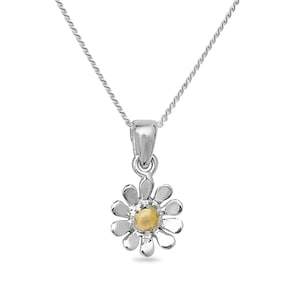 Aeon Real 925 Sterling Silver Daisy Pendant Necklace with Adjustable Chain.