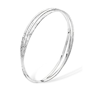Aeon Sterling Silver Treble Hammered-Style Bangle - Hypoallerganic Triple Intertwined Bangle - fashionable and stylish design - Anniversary