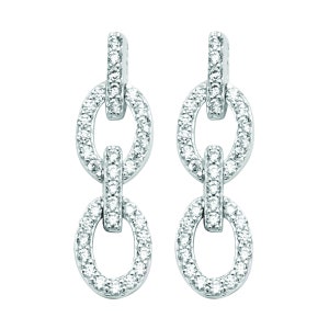 Aeon Interlinked Statement Bridal Style Drop Earrings - Hypoallergenic Drop Earrings - 925 Sterling Silver Cubic Zirconia Crystal Charm Ear