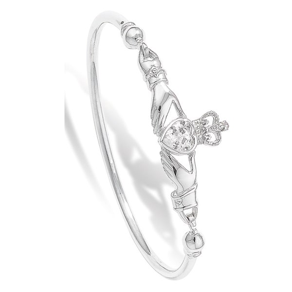 Bracciale Claddagh Aeon in argento sterling con zirconi cubici - Amore, lealtà, amicizia, gioielli in argento sterling antiallergici e resistenti per le donne