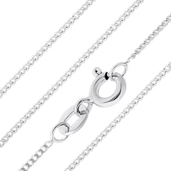 Aeon Real Sterling Silver 1mm Curb Chain in 16 18 20 22 24 26 28