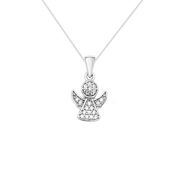 Pendentif Ange Enfant En Argent 925 Avec Pierre De Naissance - Chaîne Réglable 36-40 Cm, Cadeau Baptême Naissance