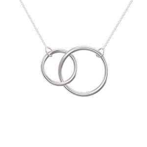 Mother Daughter Necklace - Sterling Silver Interlocked 2 Circle Necklace.  Adjustable Length 16 inches & 18 Inches