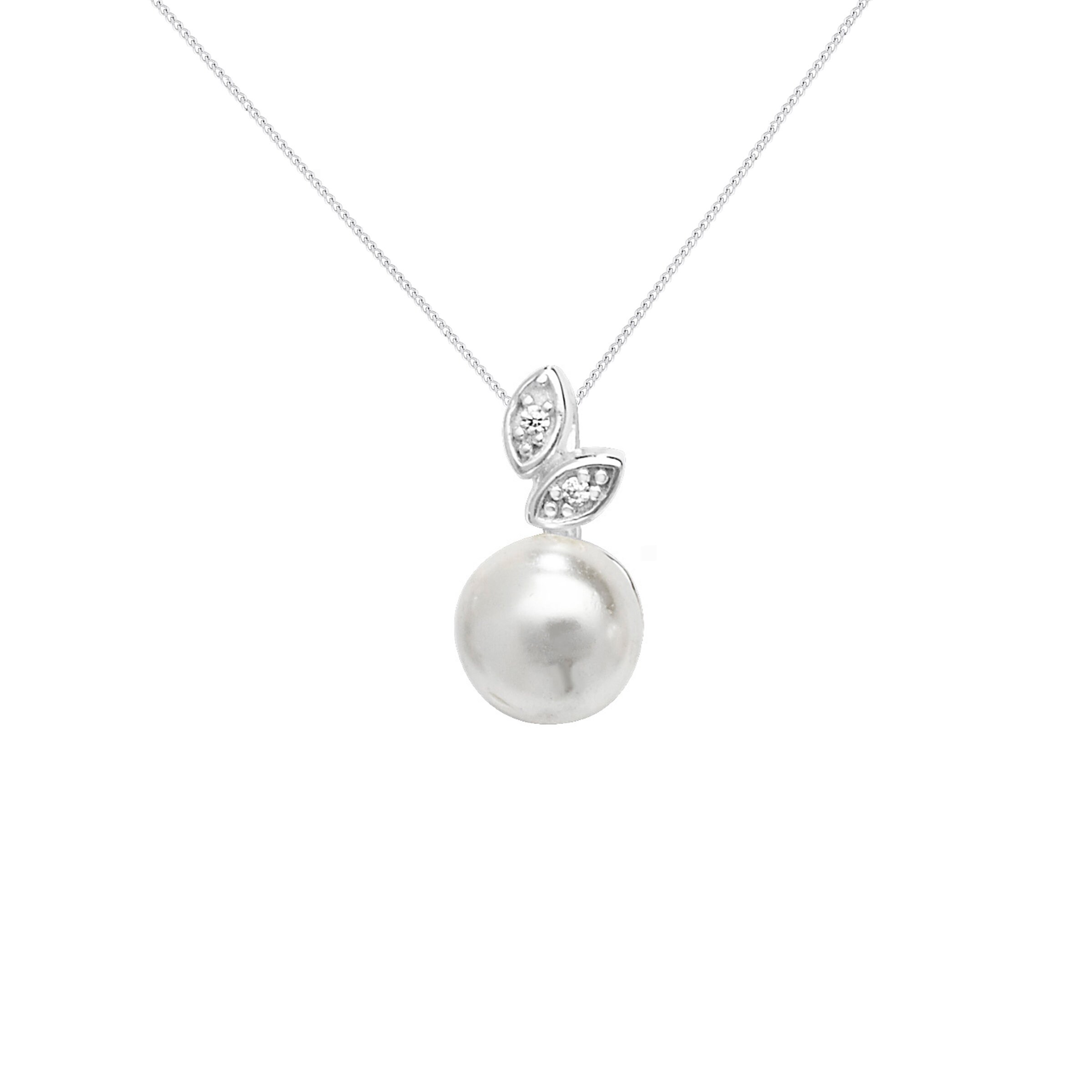Aeon Sterling Silver White Cubic Zirconia Synthetic Pearl  PO White Pearl Cubic Zirconia Edna Necklace main image 0