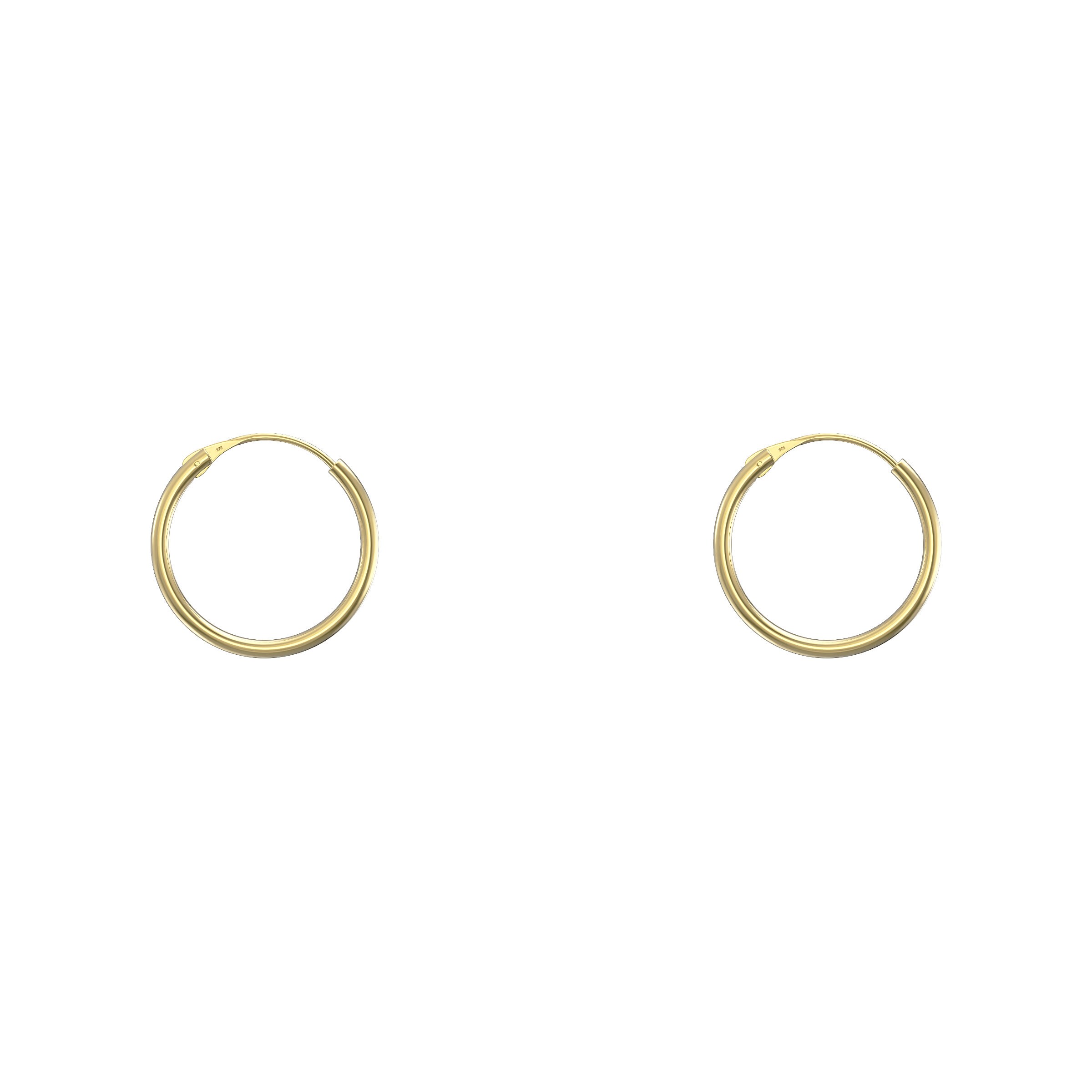 Orecchini A Cerchio Con Cerniera Huggie In Oro Massiccio 14K, Misura XL, Da 15 Mm (5 - Foto 2