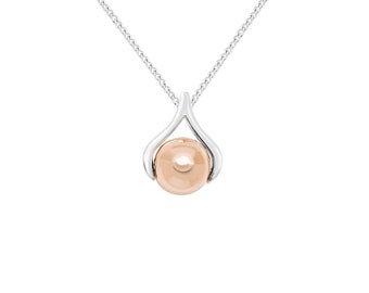 Aeon Unisex Sterling Silver Rose Gold Plated Ball Colgaant Collar Chain - Colgante de plata esterlina hipoalergénica - Romántico Sty de moda