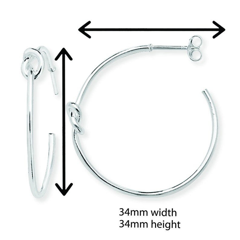 Hypoallergenic Sterling Silver for Ladies Aeon Sleeper Hoop Earrings with Knot Design for Women Ladies Girls C Silver Earrings for Women